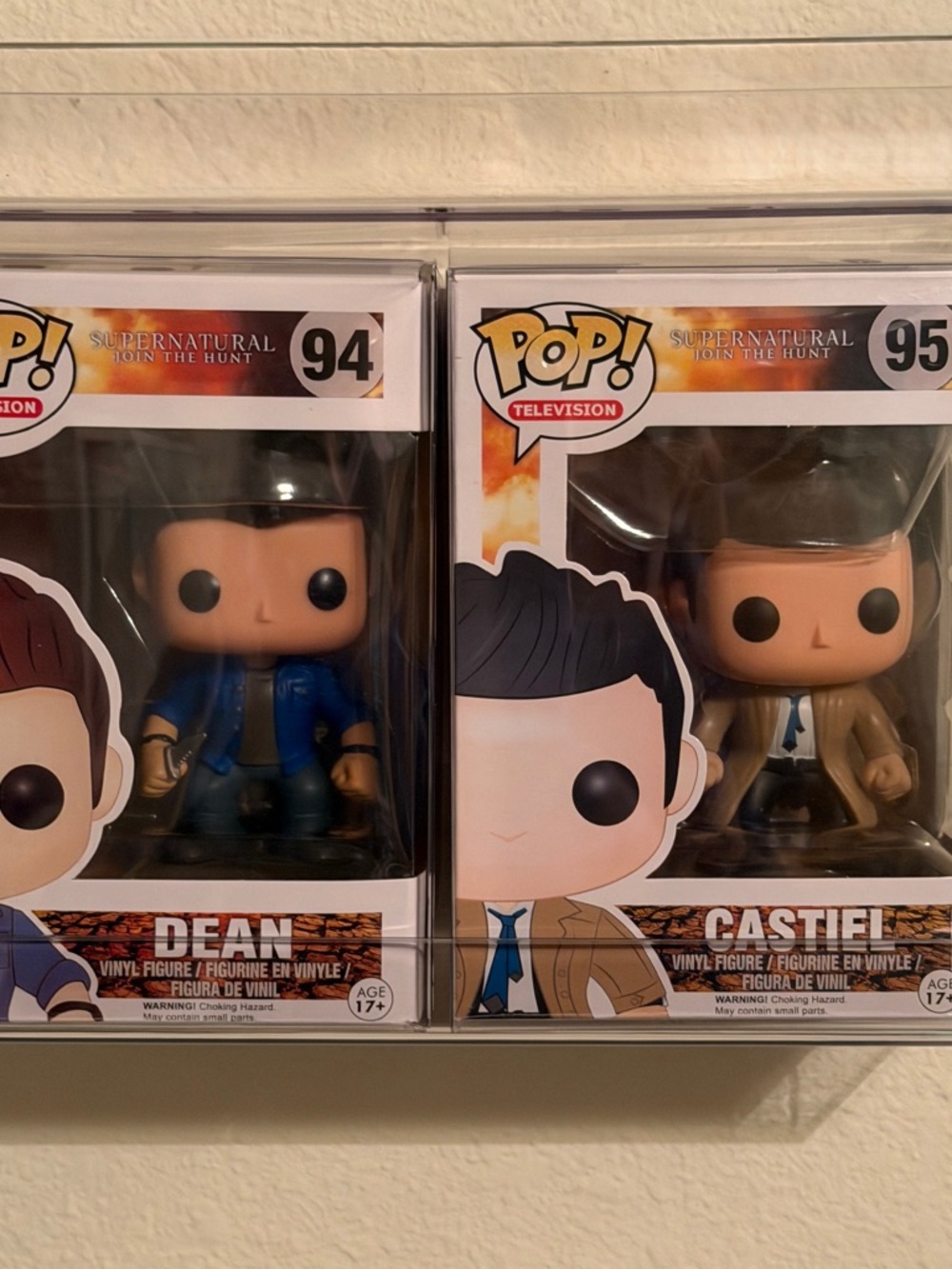 Supernatural Dean Winchester and Castiel (no wings) Funko Pop.